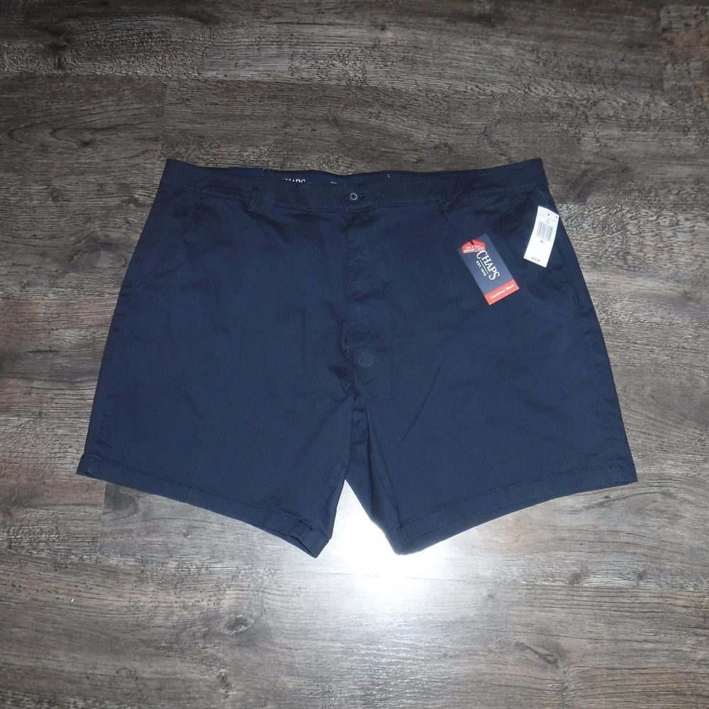 Chaps Big Tall Coastal Wash Flat Front Shorts Navy Blue Size‎ 48